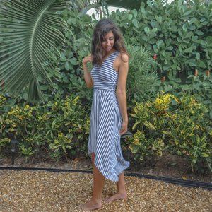 Sugarlips High Low Blue/White Striped Dress XS